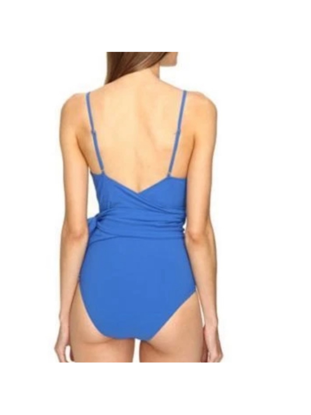 Stella McCartney Womens Size Large Timeless Basics Wrap One Piece Swimsuit Blue - Picture 6 of 14